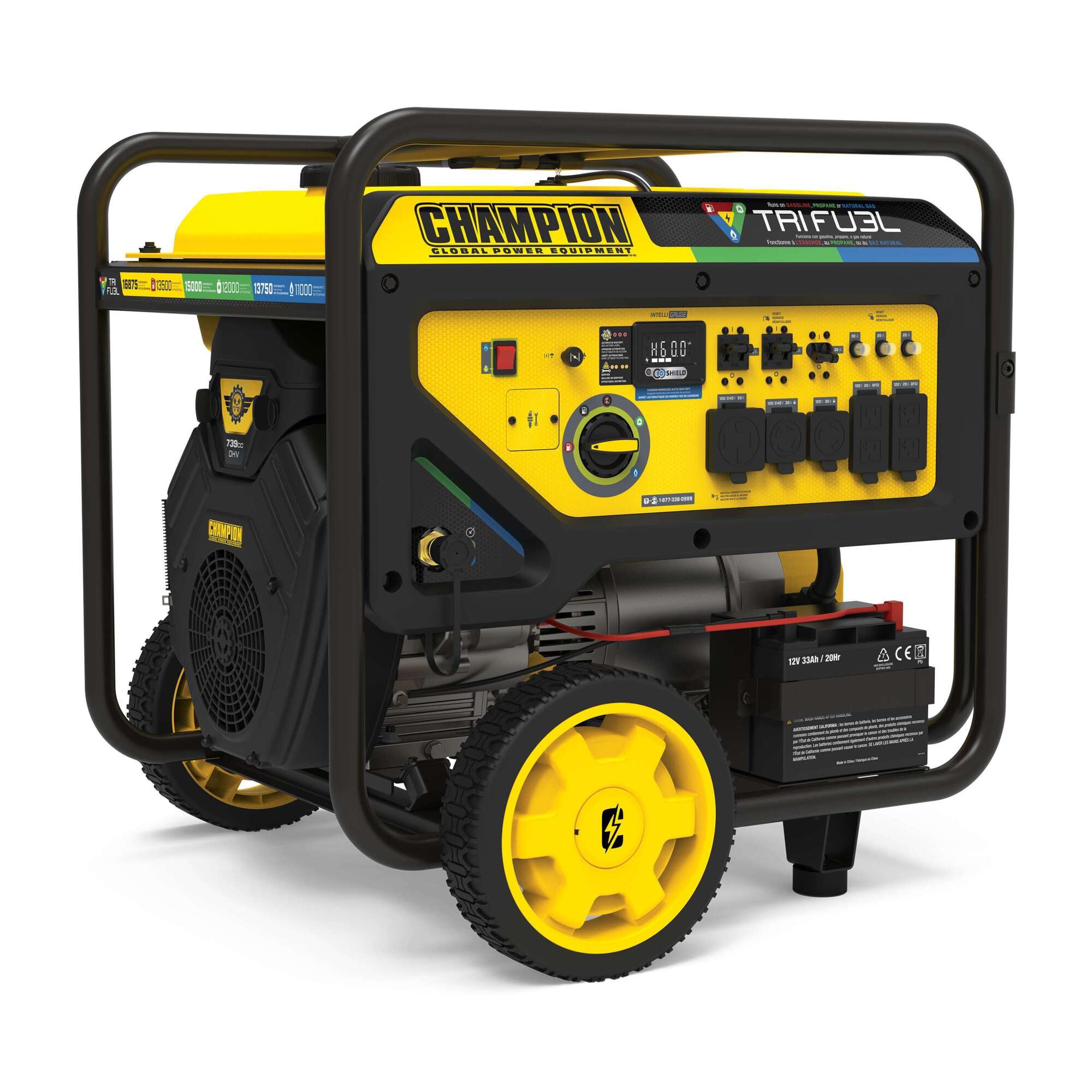 Champion Power Equipment Tri Fuel Portable Generator with CO Shield — 13,500 Watts, Electric Start, Model# 201241